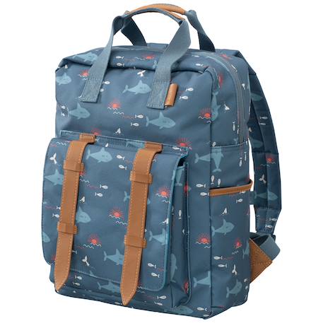 Sac à dos enfant large shark Bleu, orange, blanc 3 - vertbaudet enfant 
