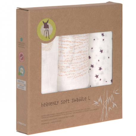 Lot de 3 langes en bambou vert d'eau garden explorer (80 x 80 cm) Marron, écru+Rose clair, violet 7 - vertbaudet enfant 