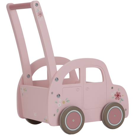 Chariot de marche voiture en bois rose Rose 4 - vertbaudet enfant 