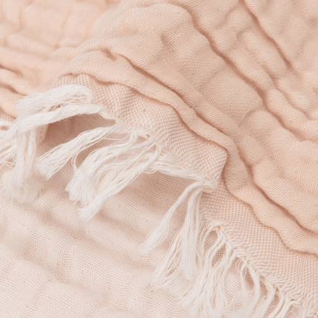 Couverture en coton fringe moonstone-ivory (75 x 100 cm) Corail+Jaune, blanc 4 - vertbaudet enfant 