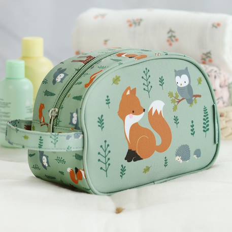 Trousse de toilette amis de la forêt Bleu+Gris+Jaune+Rose+Vert d'eau, marron, écru 27 - vertbaudet enfant 