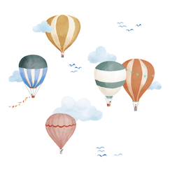 Linge de maison et décoration-Décoration-Planche easy stickers montgolfière aquarelle