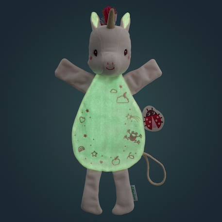 Doudou marionnette phosphorescent Rose, blanc, jaune 4 - vertbaudet enfant 