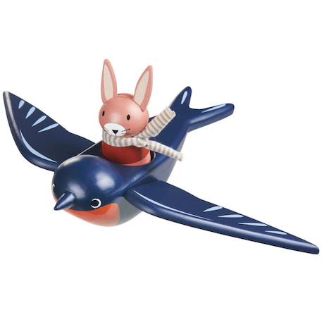 Hirondelle et son ami lapin en bois Bleu, rouge, rose 3 - vertbaudet enfant 