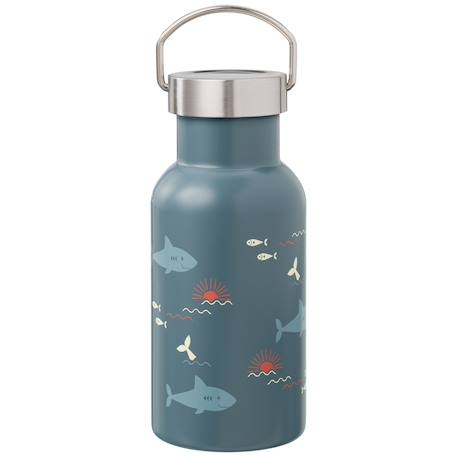 Gourde isotherme nordic shark (350 ml) Bleu, orange, blanc 2 - vertbaudet enfant 