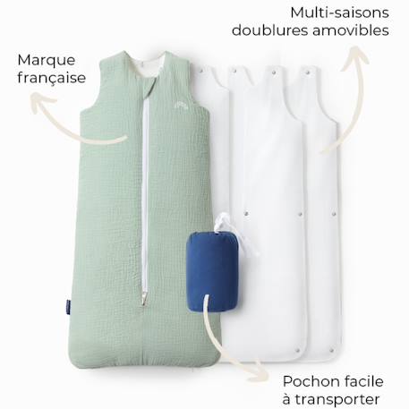 Gigoteuse réversible 4 saisons léopard 18-36 mois Beige+Marron+Vert+Vert clair 19 - vertbaudet enfant 