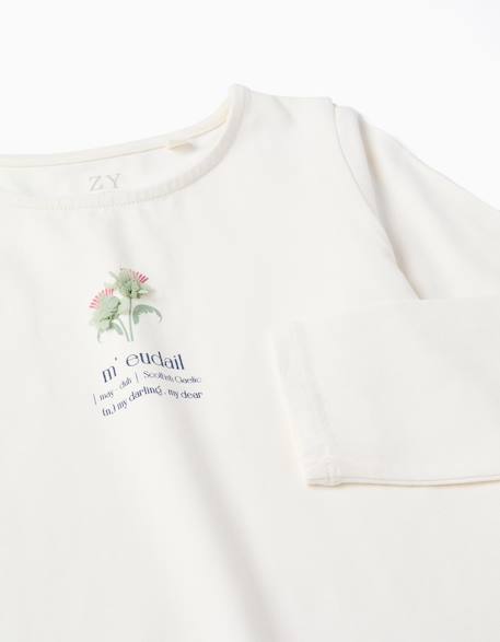T-shirt à manches longues avec imprimé fleurs et volants Blanc 3 - vertbaudet enfant 