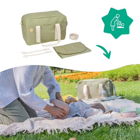 Sac à langer bébé pocketstyle Blanc+Vert, écru 10 - vertbaudet enfant 
