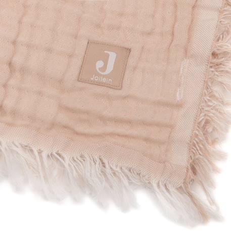 Couverture en coton fringe moonstone-ivory (75 x 100 cm) Corail+Jaune, blanc 5 - vertbaudet enfant 