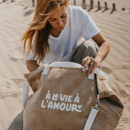 Sac cabas xl velours a la vie à l'amour Beige 2 - vertbaudet enfant 