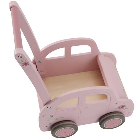Chariot de marche voiture en bois rose Rose 2 - vertbaudet enfant 