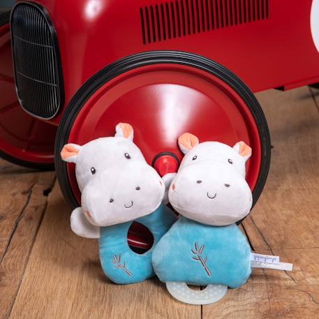Hochet bamboo bebe - hippopotame- 14 cm s/carte Bleu 5 - vertbaudet enfant 