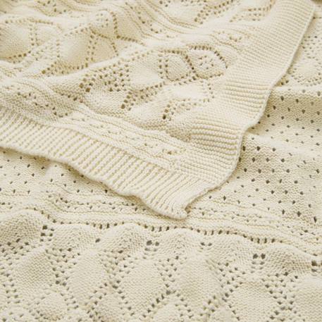 Couverture bébé en tricot pointelle off white (100 x 80 cm) Blanc 2 - vertbaudet enfant 