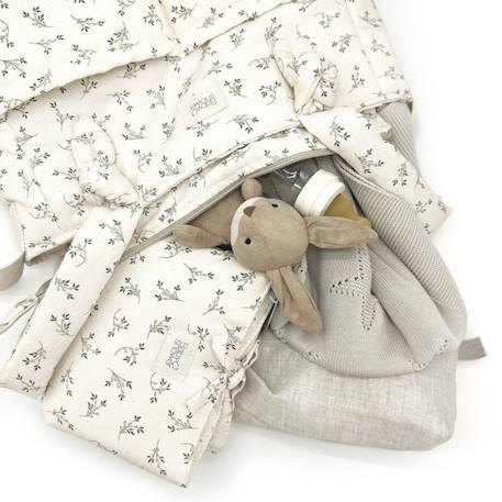 Sac à poussette sophie olive bloom canvas Ecru, vert 2 - vertbaudet enfant 