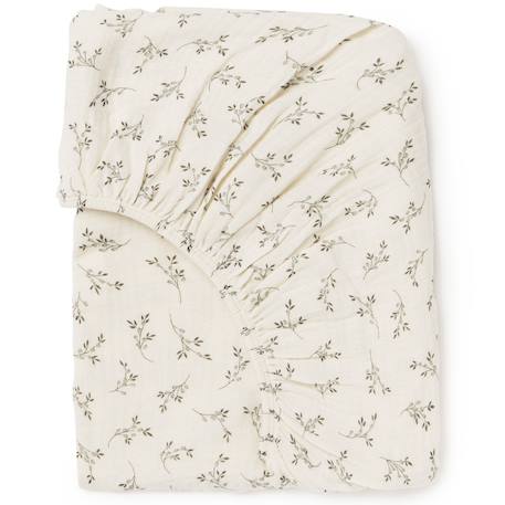 Housse de matelas à langer olive bloom (72 x 45 cm) Ecru, vert 2 - vertbaudet enfant 