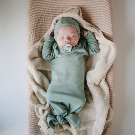 Cape de bain en coton bio fog Ecru+Vert 3 - vertbaudet enfant 