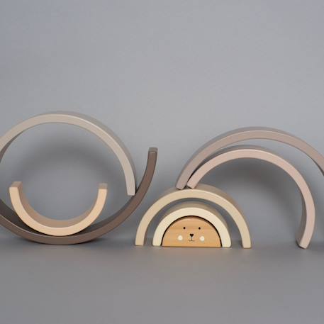 Arc en ciel en bois à empiler Beige, gris, blanc 3 - vertbaudet enfant 