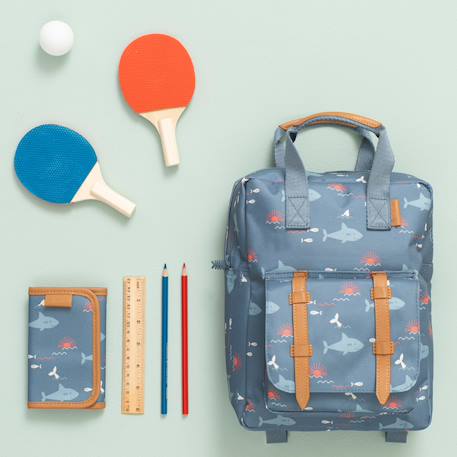 Sac à dos enfant large shark Bleu, orange, blanc 4 - vertbaudet enfant 