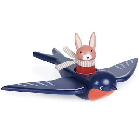 Hirondelle et son ami lapin en bois Bleu, rouge, rose 4 - vertbaudet enfant 