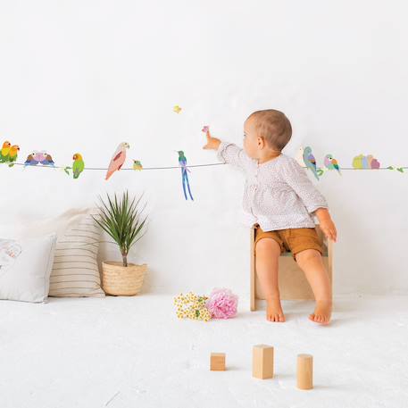 Frise adhésive with the birds (5 m) Vert, rose, bleu 4 - vertbaudet enfant 