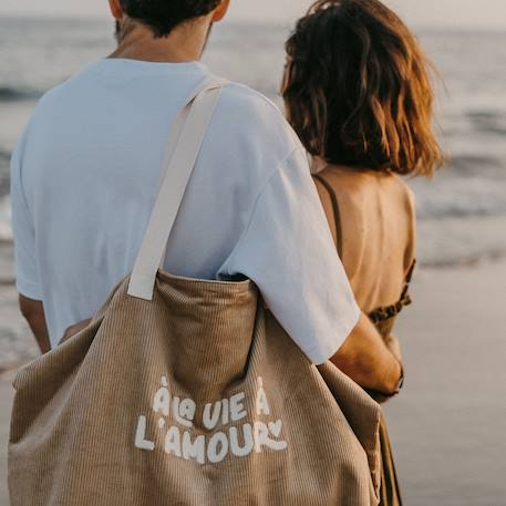 Sac cabas xl velours a la vie à l'amour Beige 5 - vertbaudet enfant 