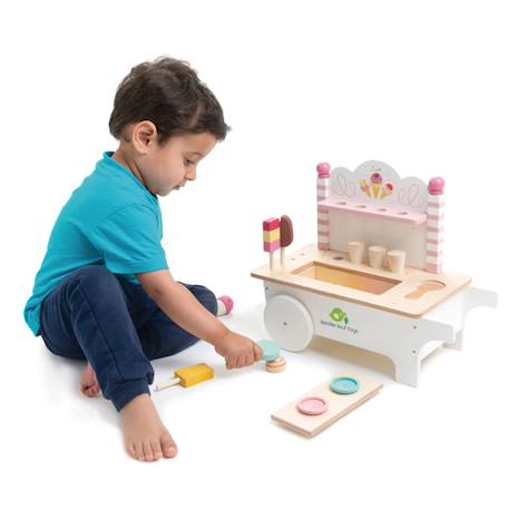 Chariot crème glacée en bois Blanc, beige, rose 3 - vertbaudet enfant 