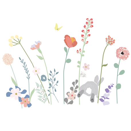 Sticker easy fleurs des champs Vert clair, gris, rouge 1 - vertbaudet enfant 
