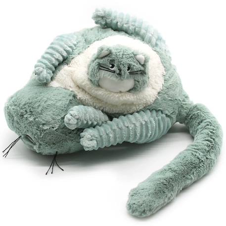 Peluche miaou le chat maman et bébé menthe (32 cm) Vert d'eau, noir, blanc 5 - vertbaudet enfant 