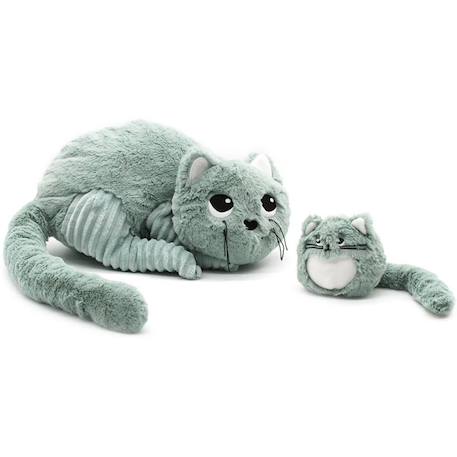 Peluche miaou le chat maman et bébé menthe (32 cm) Vert d'eau, noir, blanc 2 - vertbaudet enfant 