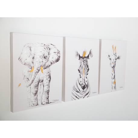 Décoration murale peinture éléphant 30x40cm Blanc éléphant 4 - vertbaudet enfant 