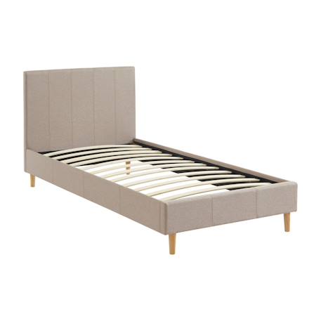 Lit avec sommier à lattes et tête de lit, finition tissu, l202 x p96 x h88cm Beige+Gris clair 2 - vertbaudet enfant 