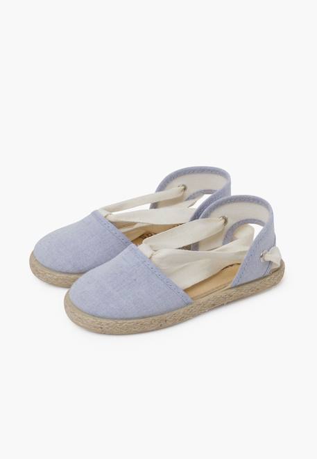 Espadrille fille rubans Bleu ciel+Écru+Rose pastel 4 - vertbaudet enfant 