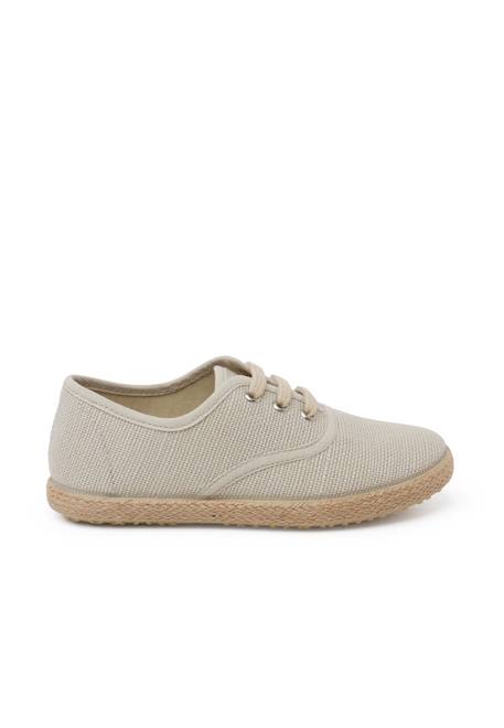 Baskets lin lacets en lin semelle espadrille Beige+Bleu marine 1 - vertbaudet enfant 
