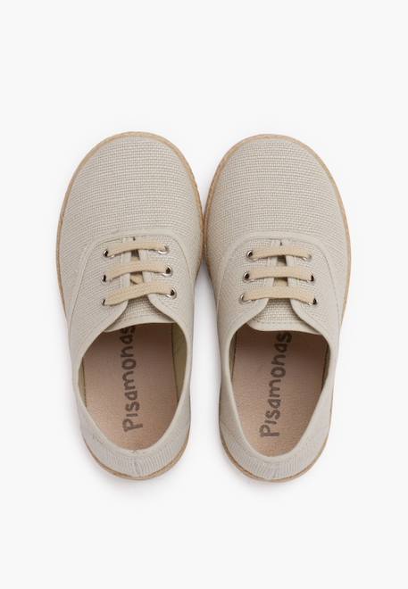 Baskets lin lacets en lin semelle espadrille Beige+Bleu marine 5 - vertbaudet enfant 