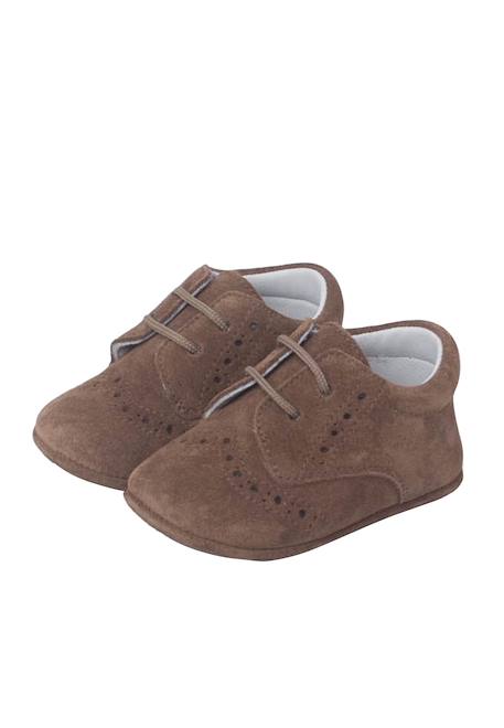 Bottines bébé en cuir style blucher Bleu marine+Gris+Taupe 16 - vertbaudet enfant 