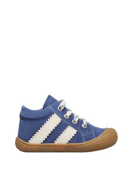 Chaussures premiers pas en cuir et suède macks 2 Bleu-blanc+Marron-blanc 1 - vertbaudet enfant 