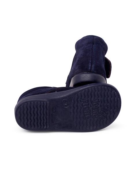 Bottines en daim avec fermeture adhérente Bleu+Taupe 3 - vertbaudet enfant 