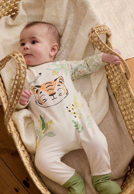 Pyjama bébé avec pieds retroussables kanha Ecru 1 - vertbaudet enfant 