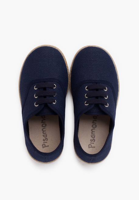 Baskets lin lacets en lin semelle espadrille Bleu marine 5 - vertbaudet enfant 