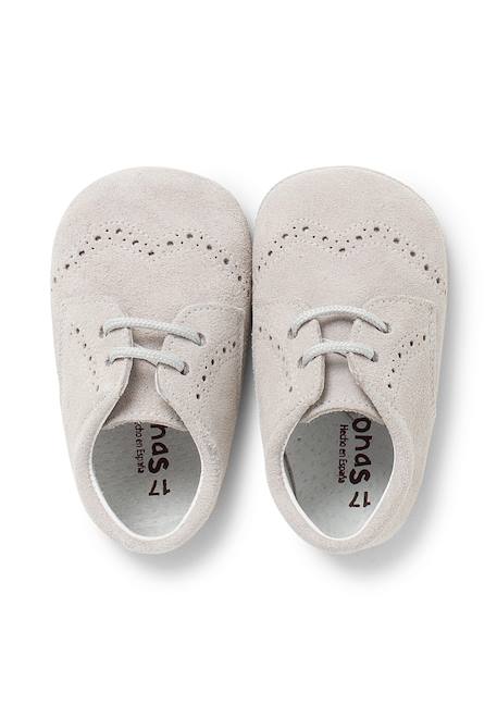 Bottines bébé en cuir style blucher Bleu marine+Gris+Taupe 11 - vertbaudet enfant 