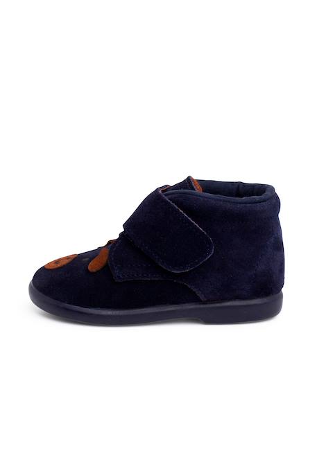 Bottines en daim avec fermeture adhérente Bleu+Taupe 1 - vertbaudet enfant 