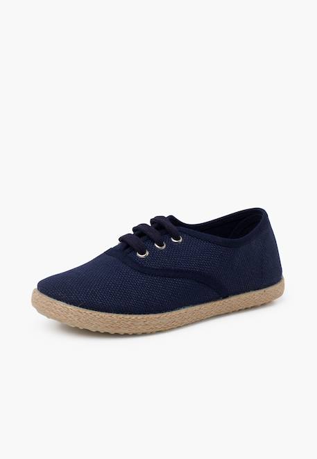 Baskets lin lacets en lin semelle espadrille Bleu marine 2 - vertbaudet enfant 