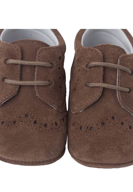 Bottines bébé en cuir style blucher Bleu marine+Gris+Taupe 18 - vertbaudet enfant 