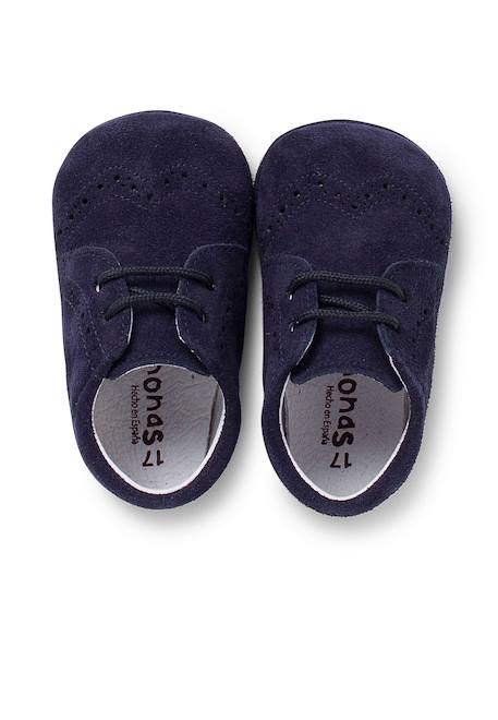 Bottines bébé en cuir style blucher Bleu marine+Gris+Taupe 5 - vertbaudet enfant 