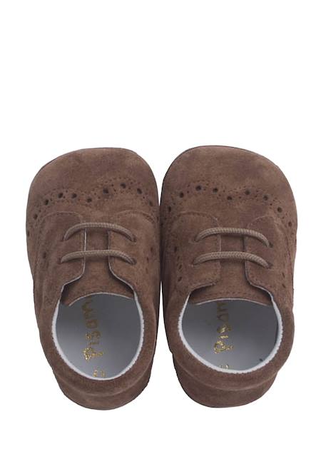Bottines bébé en cuir style blucher Bleu marine+Gris+Taupe 17 - vertbaudet enfant 