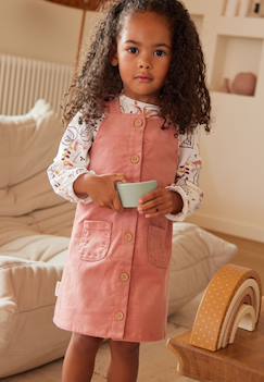 Bébé-Robe, jupe-Robe bébé en velours côtelé rosa