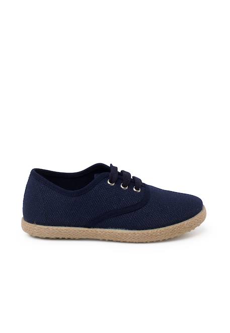Baskets lin lacets en lin semelle espadrille Bleu marine 1 - vertbaudet enfant 