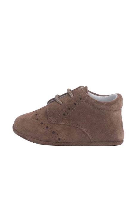 Bottines bébé en cuir style blucher Bleu marine+Gris+Taupe 13 - vertbaudet enfant 
