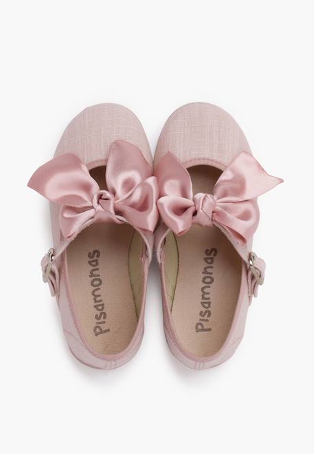 Chaussures babies cérémonie toile nœud satin Blanc+Ivoire+Rose claire 17 - vertbaudet enfant 