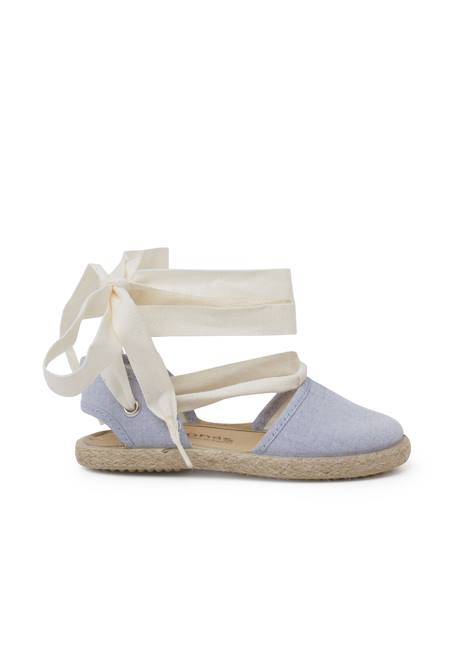 Espadrille fille rubans Bleu ciel+Écru+Rose pastel 1 - vertbaudet enfant 